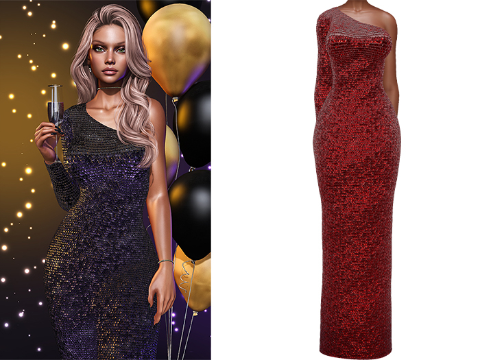 Gemma Gown [Sequin Ruby Red] - Maitreya LaraX • PetiteX • eBody Reborn Long Dresses