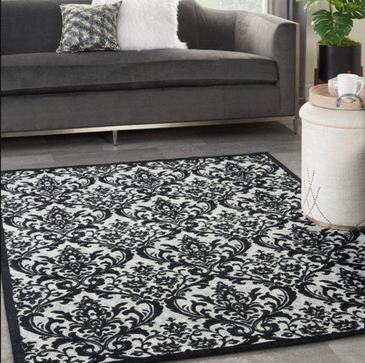 Damask White-Black Rug rugs {Resize menu} -mesh