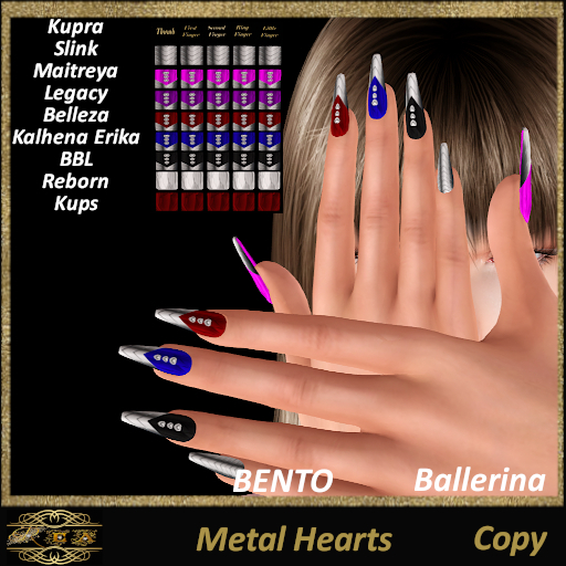::REA:: Metal Hearts Bento Ballerina Nails