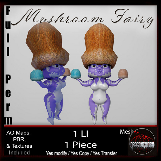 Full Perm Mushroom Fairy Lilac