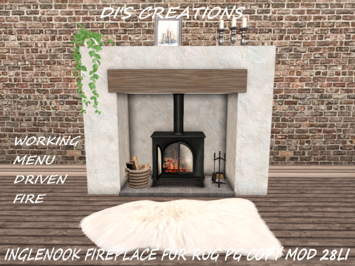 INGLENOOK FIREPLACE FUR RUG PG