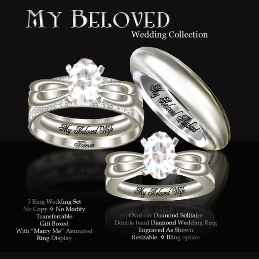 Exquisite Beloved Wedding Set Platinum Gift Box