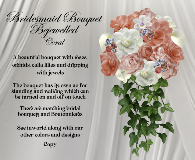 Bejewelled Bridesmaids Bouquet - Coral 