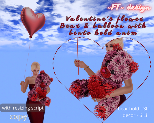 ~FT~ Valentine's flower Bear & balloon with bento anim 