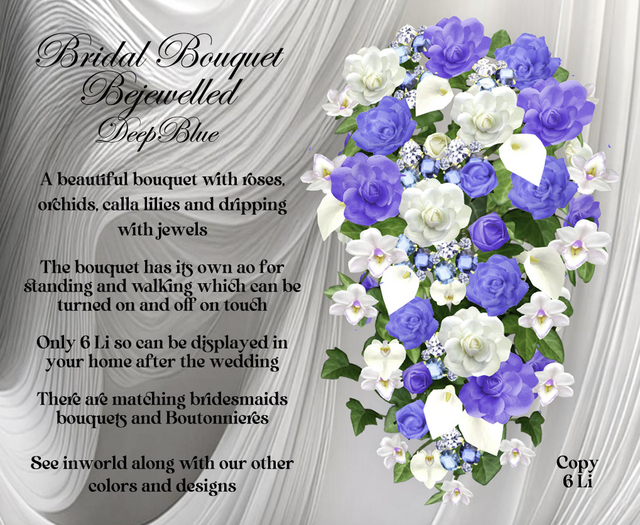 Bejewelled Bridal Bouquet  - Deep Blue