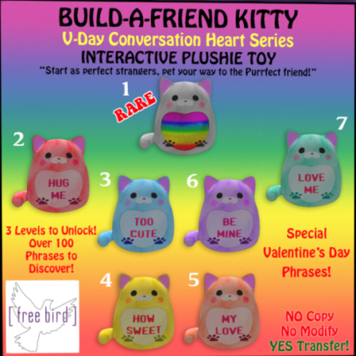 01 [ free bird ] Build-a-Friend Pride Kitty RARE