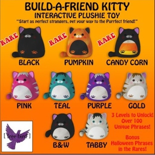 01 [ free bird ] Build-a-Friend Black Kitty - RARE
