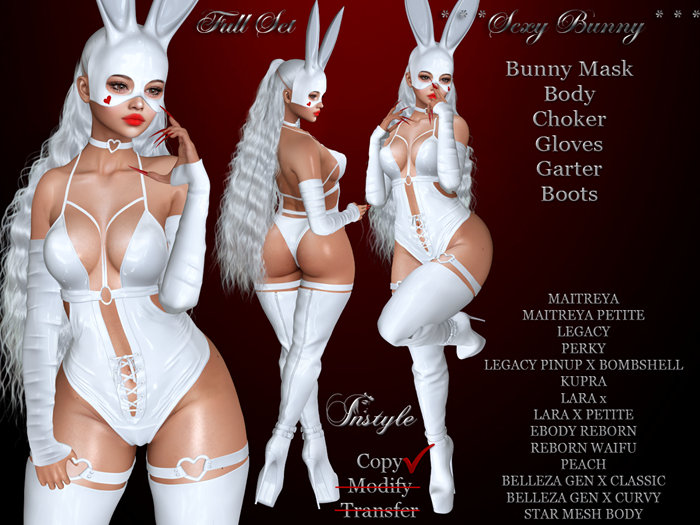 PROMO 24 HOURS ! InStyle ***Sexy Bunny*** Full Set WHITE