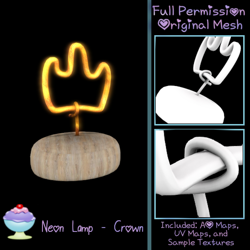 [Sherbert] Full Perm Neon Lamp - Crown (ADD)