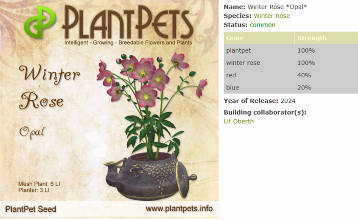 PlantPet Seed [Winter Rose *Opal*]