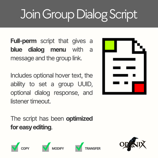 Join Group Dialog Script
