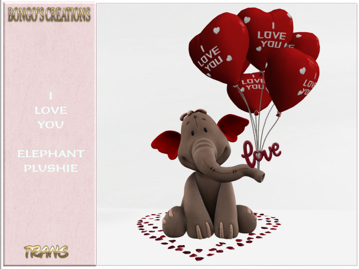 BMC5500 - I LOVE YOU ELEPHANT  PLUSHIE