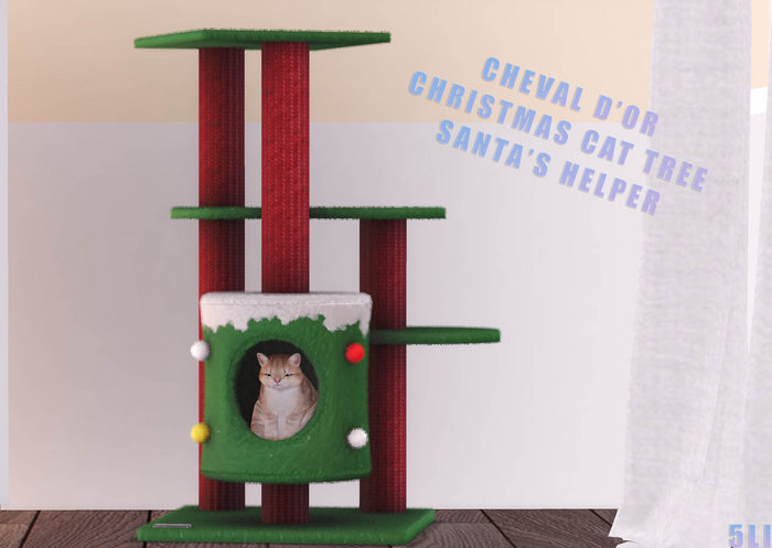 Cheval D'or / Christmas Cat Tree. Santa's Helper.