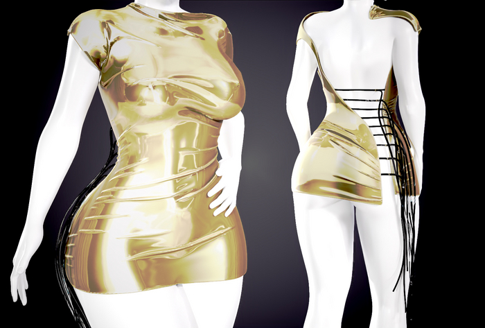 Ahuela Leather Dress Gold