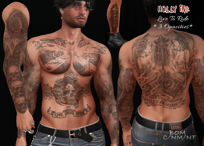 Holly Ink - Live to Ride BOM tattoo