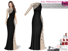 MI962514 Luxury Beaded Long Black Prom One Arm Dress