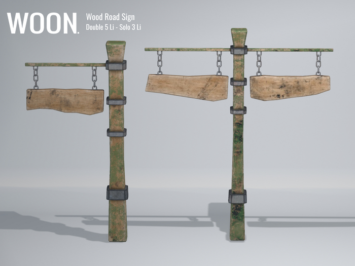 WOON. - Wood Road Sign Set