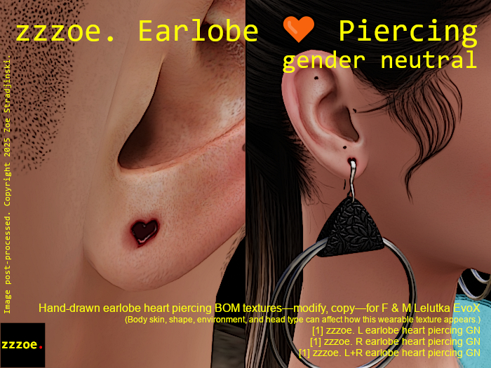 zzzoe. L+R Earlobe Heart Piercing gender-neutral