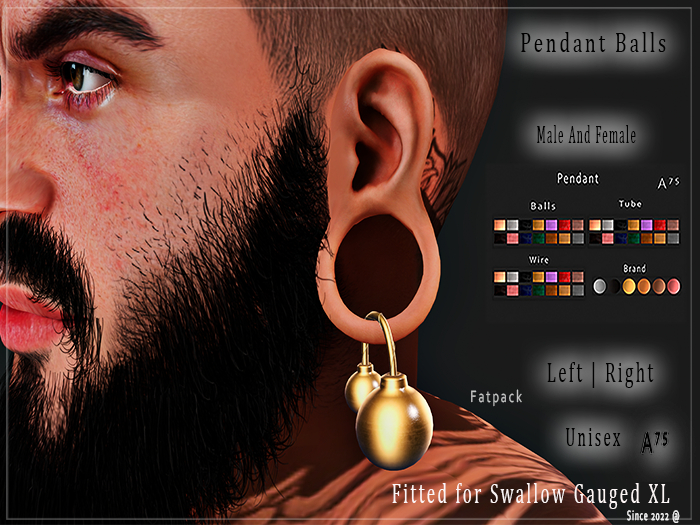 : A75 : Pendant Balls Gauged Unisex XL fatpack