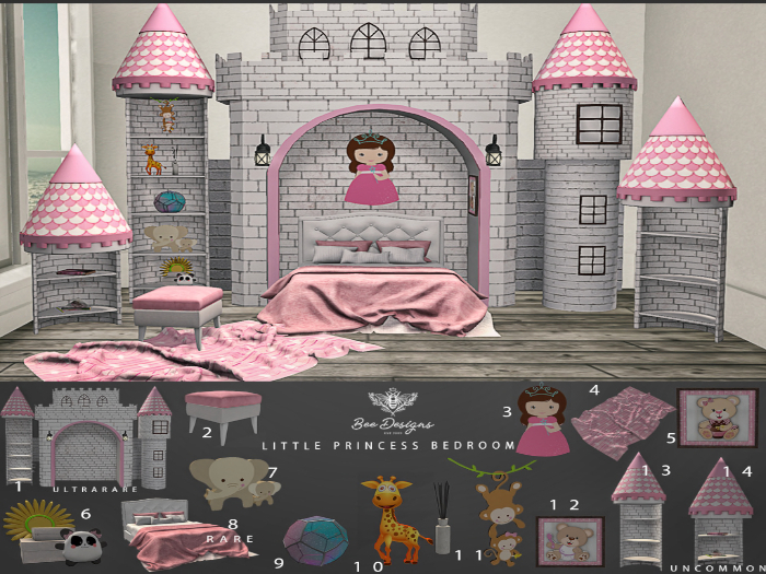Bee Designs - Little Princess Bedroom - 16 items 1 RARE 1 ULTRA
