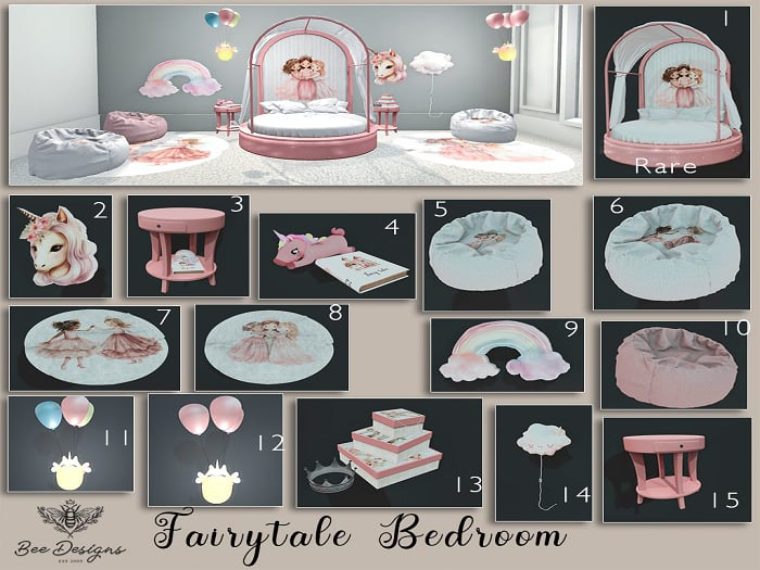 Bee Designs - Fairytale Bedroom - 9 items - 1 RARE