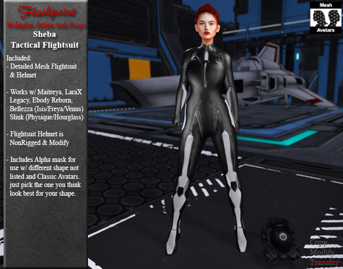 Sheba Tactical Flightsuit - Black/White