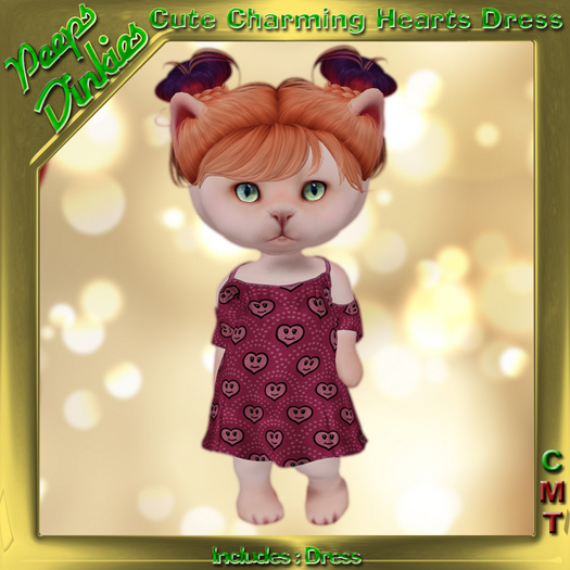 Peeps Dinkies Cute Charming Hearts Dress Pink