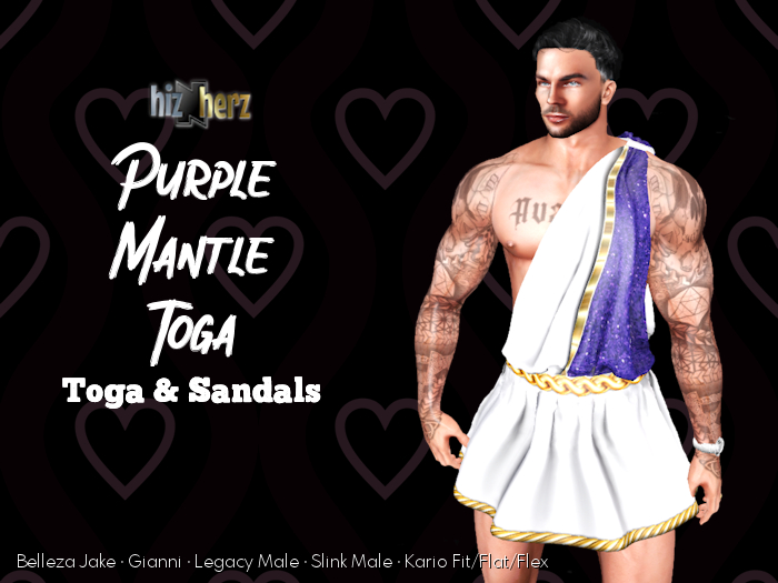 hizNherz Men's Purple Mantle Toga & Sandals