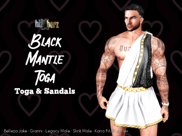 hizNherz Men's Black Mantle Toga & Sandals