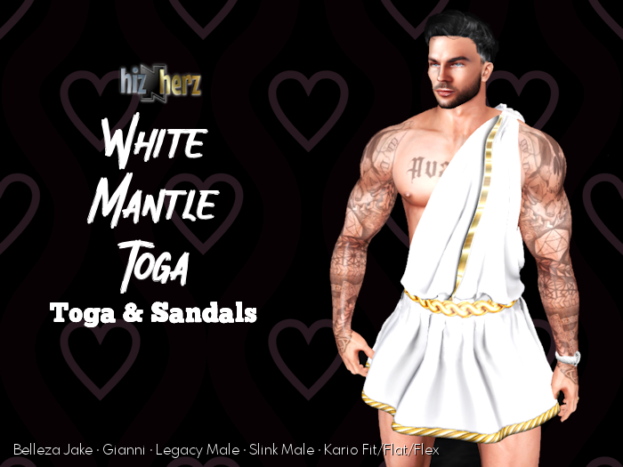 hizNherz Men's White Mantle Toga & Sandals