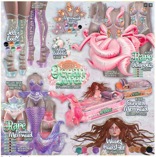 :Moon Amore: Ocean Lover / Waves Hair - Albino