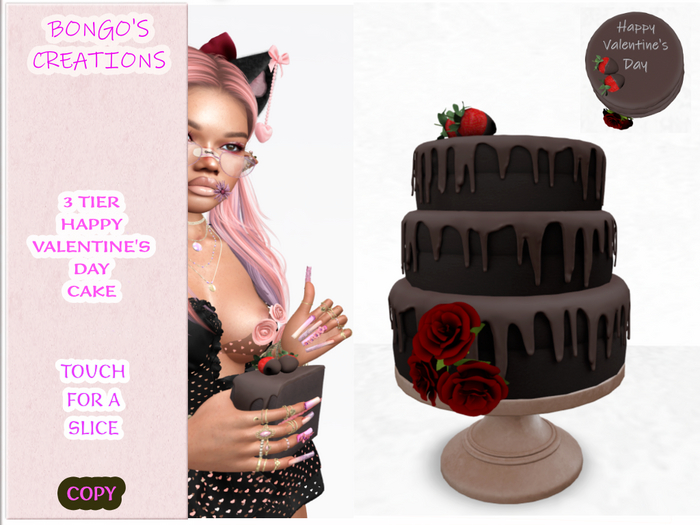 BMC5518 - 3 TIER HAPPY VALENTINE'S DAY CAKE
