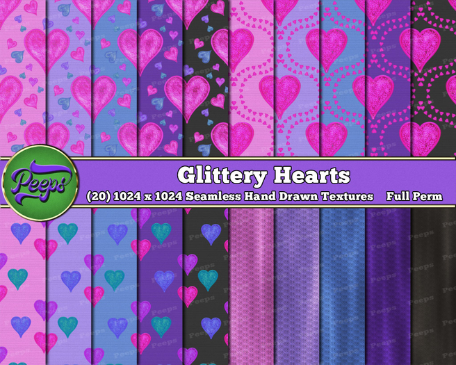 Peeps Textures Glittery Hearts