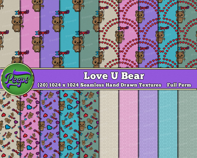 Peeps Textures Love U Bear