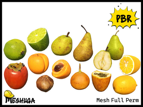 Meshuga E Rondo Second Life Marketplace - Meshuga PBR Fruit Pack 6 FULL PERM MESH