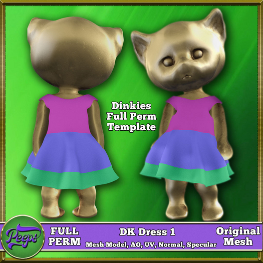 Peeps FP Dinkies DK Dress 1 Full Perm Mesh Template