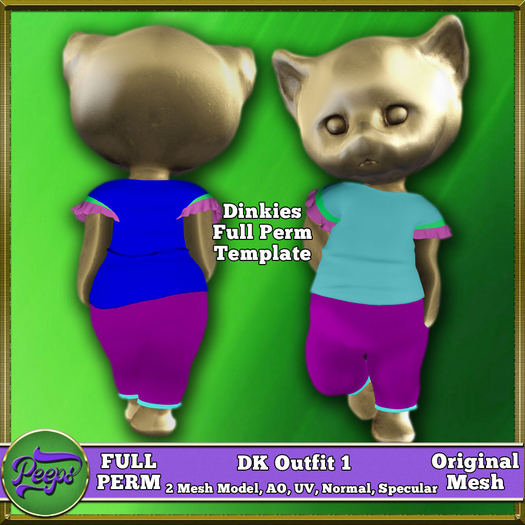 Peeps FP Dinkies DK Outfit 1 Full Perm Mesh Template