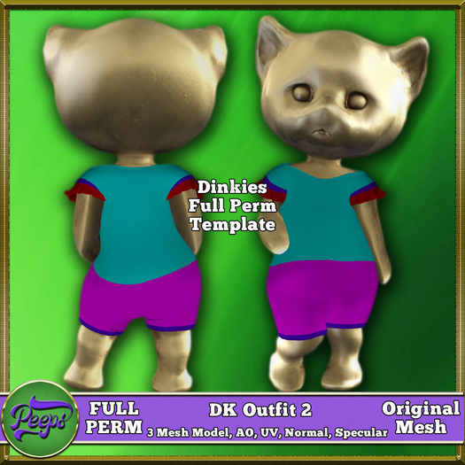 Peeps FP Dinkies DK Outfit 2 Full Perm Mesh Template