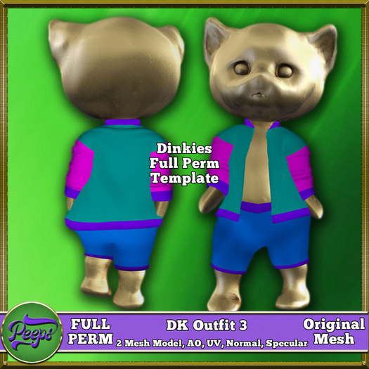 Peeps FP Dinkies DK Outfit 3 Full Perm Mesh Template