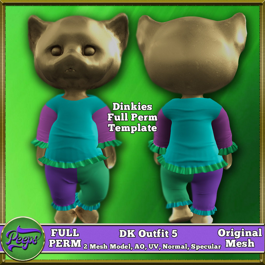 Peeps FP Dinkies DK Outfit 5 Full Perm Mesh Template