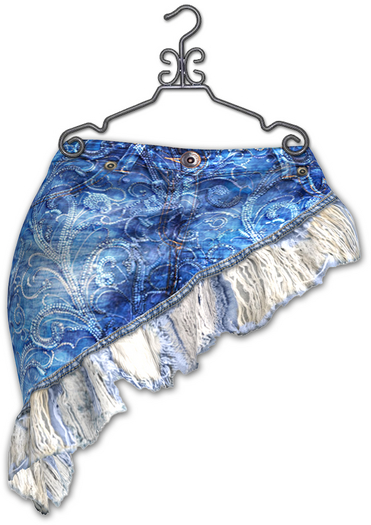 Graffitiwear Rhinestone Asymmetrical Jean Skirt