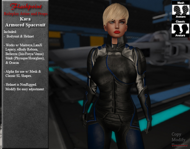Kara Armored Spacesuit w/ Helmet - Blue