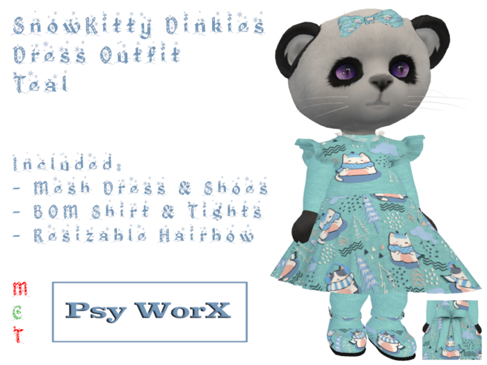 >Psy WorX< SnowKitty Dinkies Dress Outfit Teal