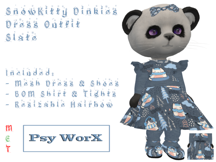 >Psy WorX< SnowKitty Dinkies Dress Outfit Slate