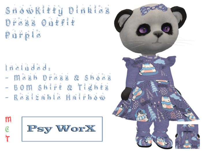 >Psy WorX< SnowKitty Dinkies Dress Outfit Purple