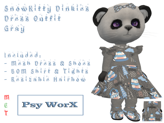 >Psy WorX< SnowKitty Dinkies Dress Outfit Gray