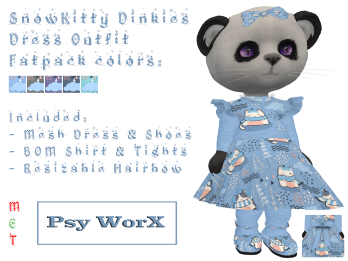 >Psy WorX< SnowKitty Dinkies Dress Outfit Fatpack