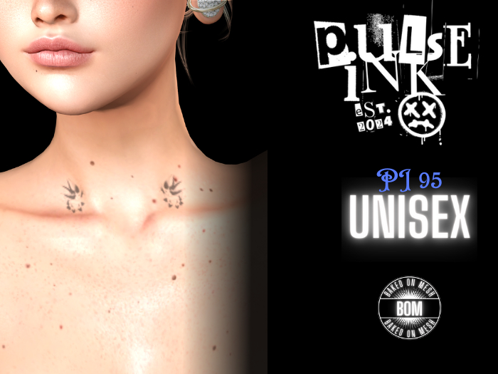 Pulse Ink - "Flying Sparrows Neck" Tattoo (Unisex, BOM)