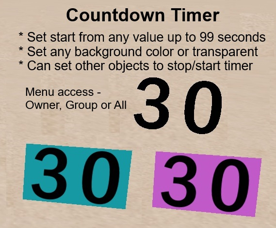 Countdown Timer for games, puzzles, quizzes, events. 1 prim.