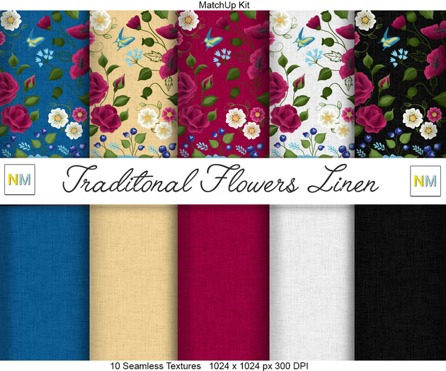 Traditional Flowers Linen NM
